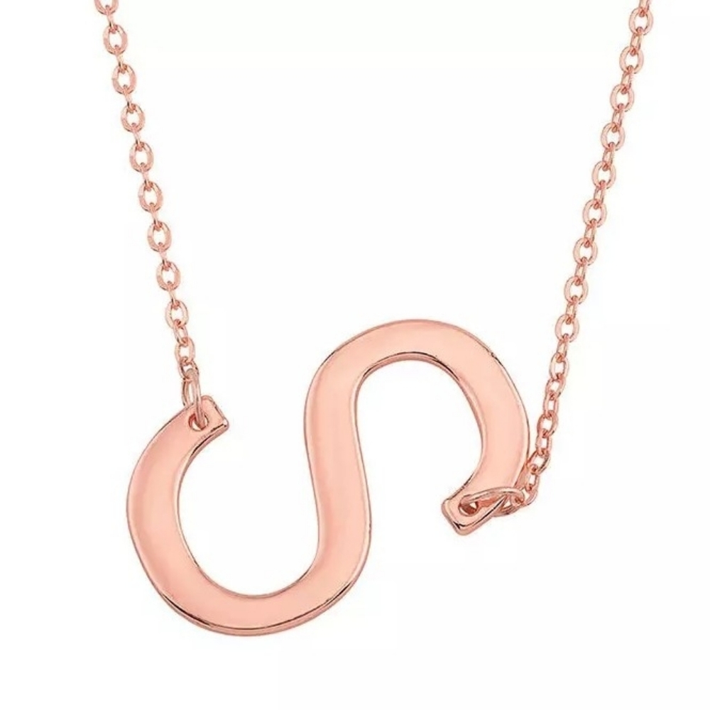 Letter S Initial Necklace rose gold